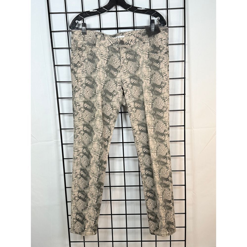 CAbi Diamondback‎ Snake Print Skinny Jeans Womens 10 Beige Denim Stretch Mobwife
